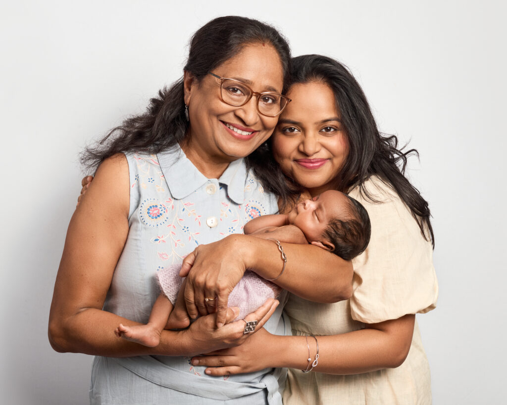 Multi-generational family portrait with newborn – Surrey family photographer